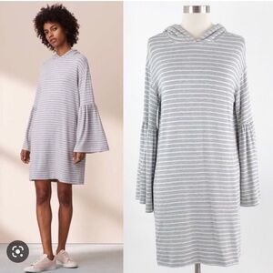 Loft Lou & Grey Bell Sleeve Hoodie Striped Swing Dress XS